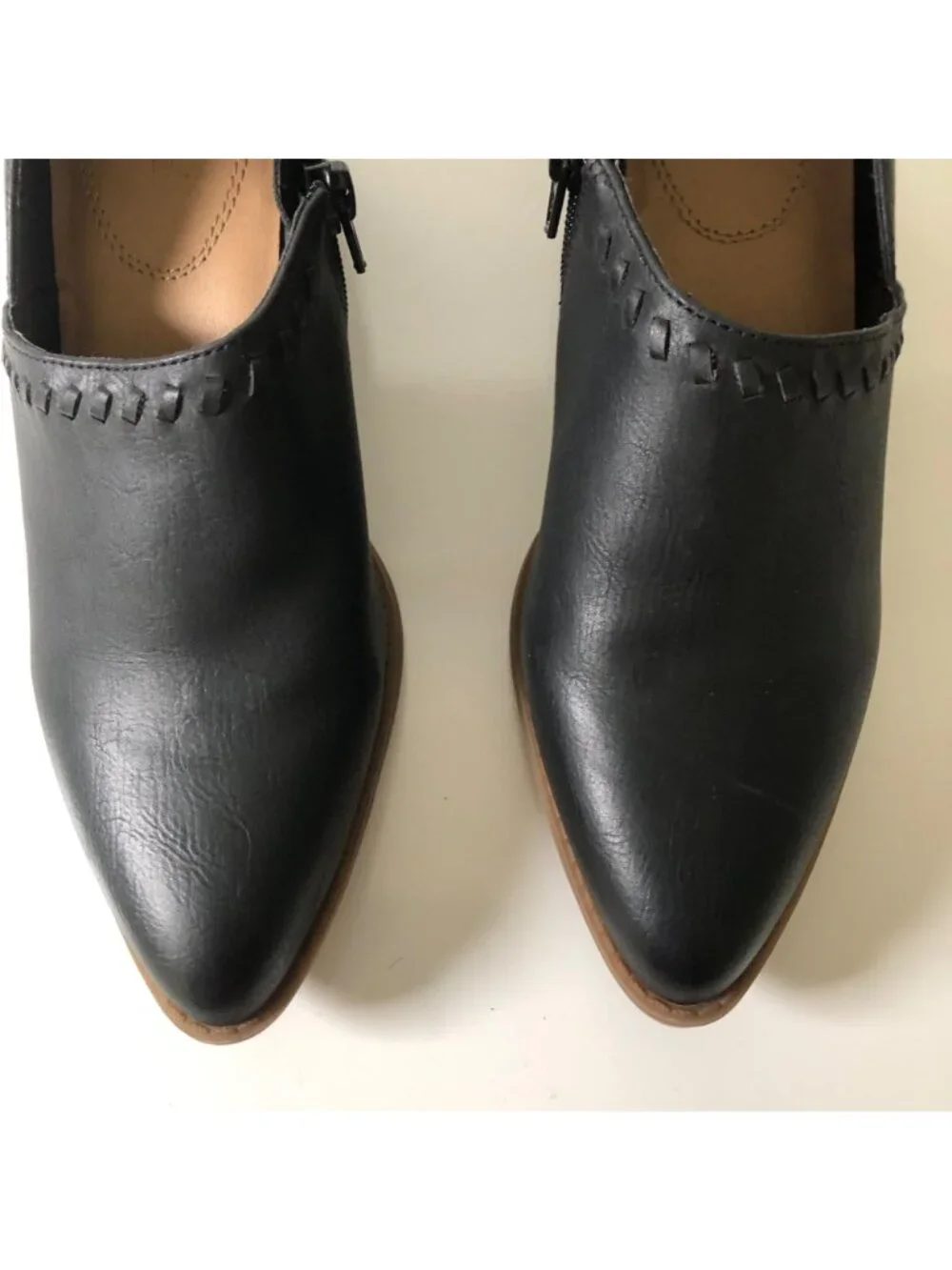 Maurices Amanda Ankle Bootie Womens Size 7M Black Faux Leather Block Heels